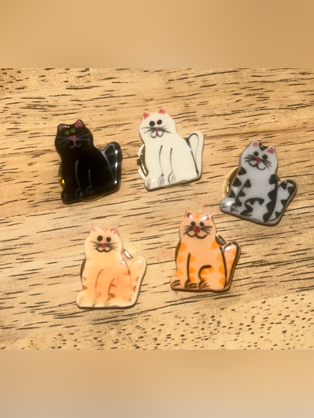VTG Lot of 5 Cat Kitten Button Covers Quirky Whimsy